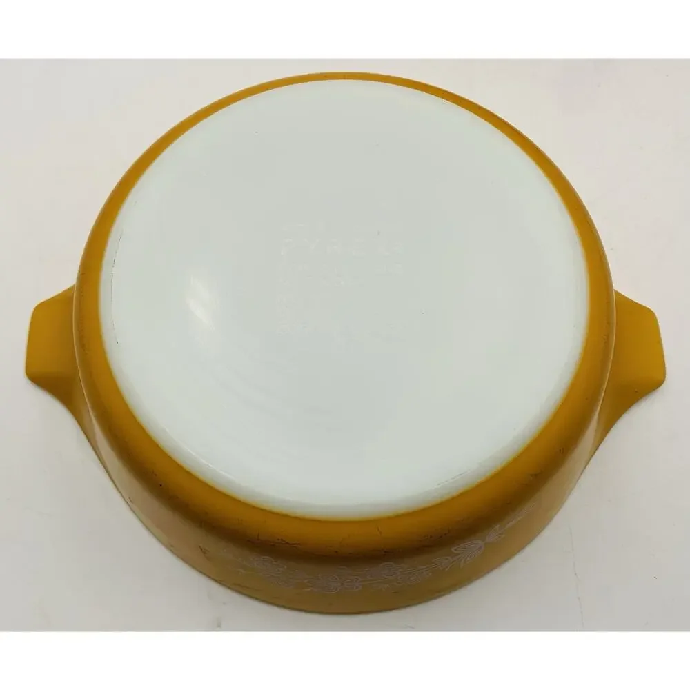 Pyrex Vintage Butterfly Gold Casserole Dishes 1L & 1.5L 473-b 474-b w/ Lids